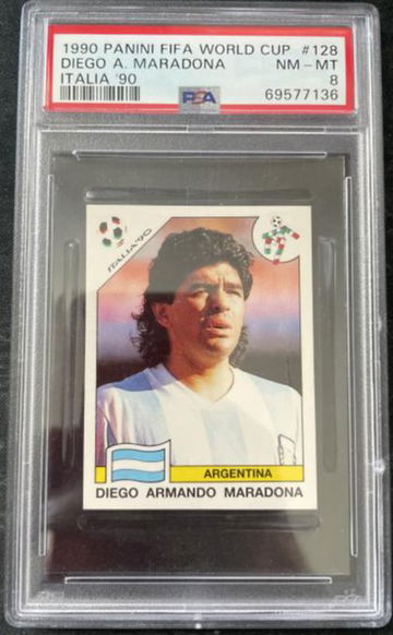 1990 Panini FIFA World Cup Diego Armando Maradona Italia '90 PSA 8 #128