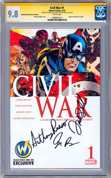 CIVIL WAR #1 CGC-SS 9.8 WW VAR SIG 3X GRILLO +RUSSO BROS AVENGERS DIRECTORS 2016