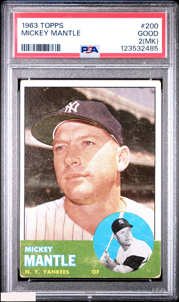 1963 TOPPS MICKEY MANTLE #200 NEW YORK YANKEES HOF PSA 2 GOOD (MK)