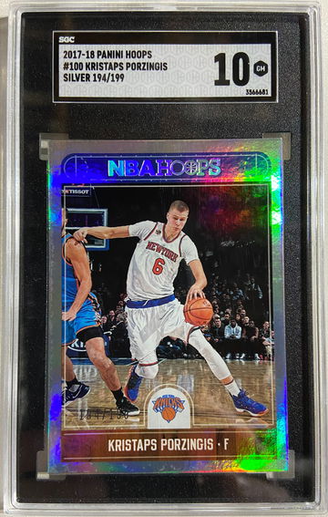 2017-18 Panini Hoops SILVER /199 Kristaps Porzingis SGC 10 GEM MINT