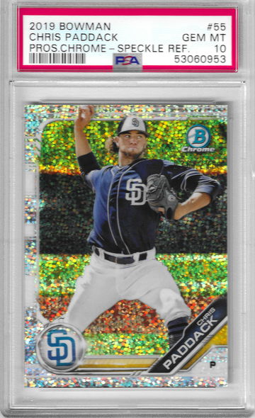 2019 Bowman Chris Paddack Prospects Chrome Speckle Refractor PSA 10