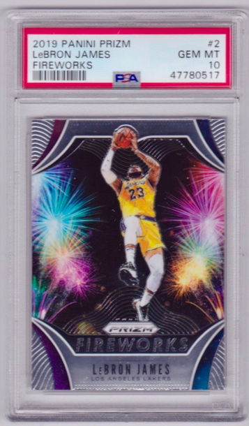 2019-20 Panini Prizm Fireworks Lebron James PSA 10