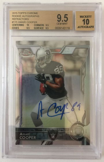2015 Topps Chrome Amari Cooper Rookie Autograph Refractor #115 BGS 9.5 GAM MINT