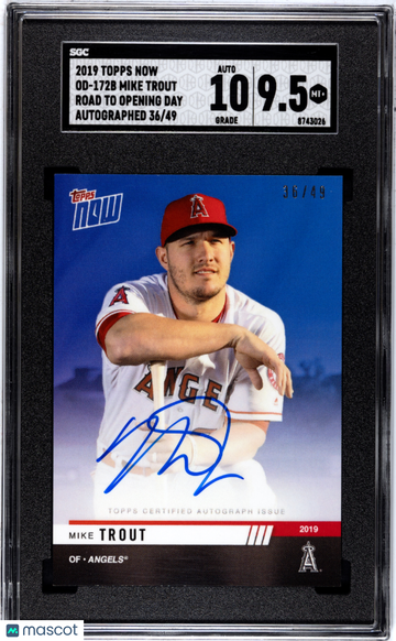 2019 Topps Now Road To Opening Day Mike Trout #OD-172B Autograph /49 SGC 9.5 Auto 10