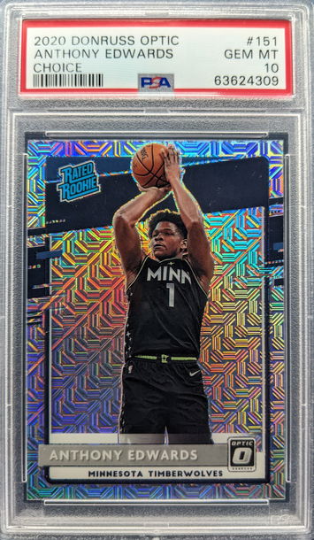 2020 Optic Choice Anthony Edwards RC Rookie Mojo Prizm #151 PSA 10