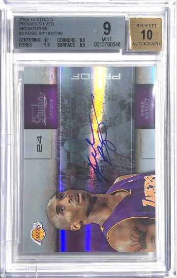 2009 Panini Studio Kobe Bryant Silver Proof Signatures On Card Auto /49 (Pop 12)