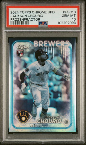 2024 Topps Chrome Update Frozenfractor Jackson Chourio #USC18 PSA 10