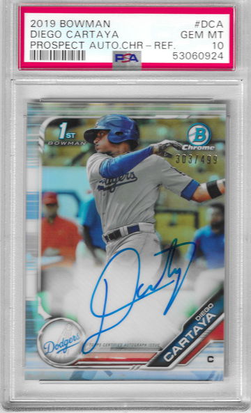 2019 Bowman Diego Cartaya Chrome Refractor Auto PSA 10