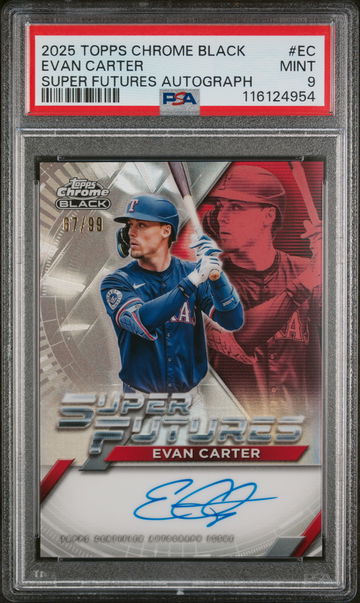 2025 Topps Chrome Black Super Futures Evan Carter #FSA-EC Auto /99 PSA 9
