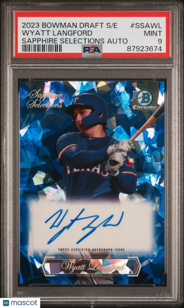 2023 Bowman Draft Sapphire Edition Sapphire Selections Autograph Wyatt Langford #SSAWL PSA 9