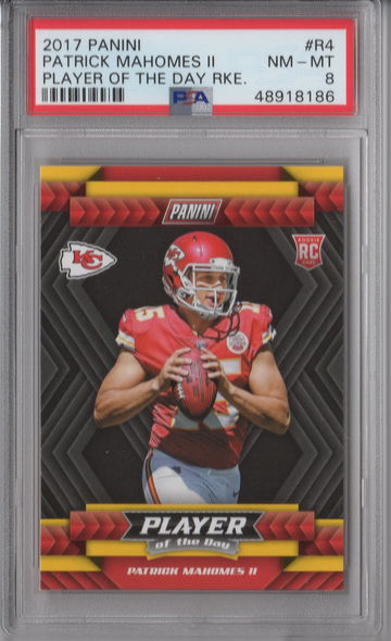 2017 Panini Patrick Mahomes Player Of The Day Rookie PSA 8