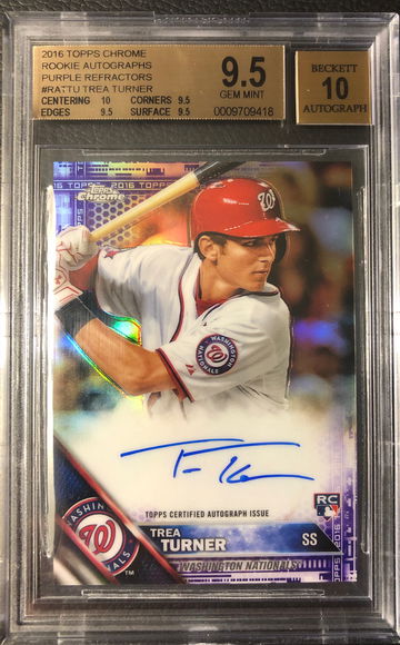 Trea Turner 2016 Topps Chrome PURPLE REFRACTOR Rookie Auto /250 RC Autograph