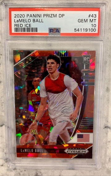 2020 Panini Prizm LaMelo Ball Red Cracked Ice PSA 10 Rookie