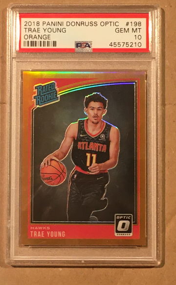 2018 Donruss Optic Orange Trae Young Rookie /199 PSA 10 (Pop 28)