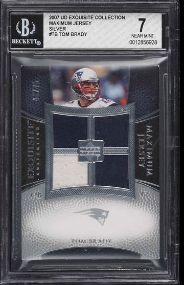 2007 Exquisite Tom Brady Maximum Jersey 2 color Silver /75 BGS 7
