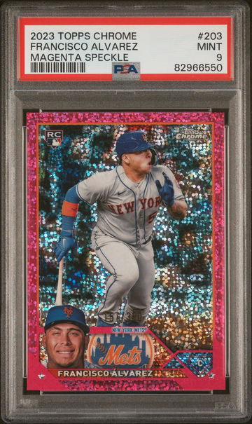 2023 Topps Chrome Magenta Speckle Francisco Alvarez #203 RC PSA 9
