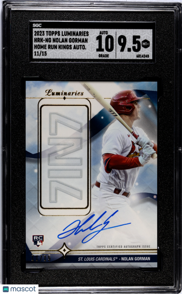 2023 Topps Luminaries Nolan Gorman #HRK-NG Home Run Kings Autograph SGC 9.5 Auto 10