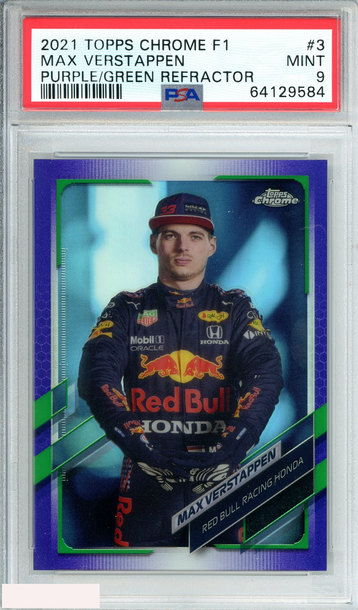 2021 TOPPS CHROME F1 MAX VERSTAPPEN #3 PURPLE GREEN REFRACTOR PSA 9 MINT