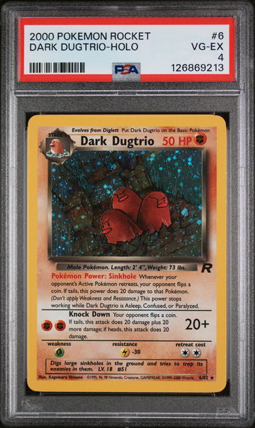2000 Pokemon Team Rocket Holo Dark Dugtrio #6 PSA 4