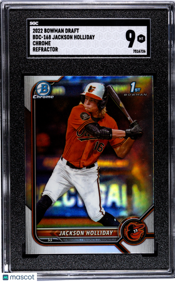 2022 Bowman Draft Jackson Holliday #BDC-168 CHR. Refractor SGC 9