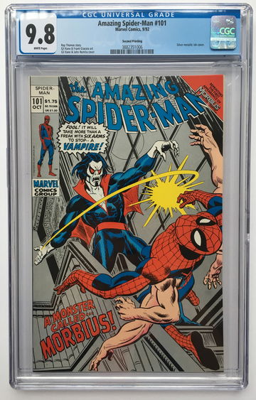 AMAZING SPIDER-MAN #101 CGC 9.8 1st Appearance of MORBIUS Silver Variant/2nd Printing FREE S/H.