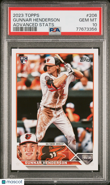 PSA 10 2023 Topps #206 Gunnar Henderson Advanced Stats /300 Rookie RC