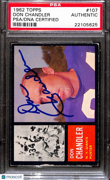 1962 Topps Don Chandler #107 [Base] Base Set PSA A