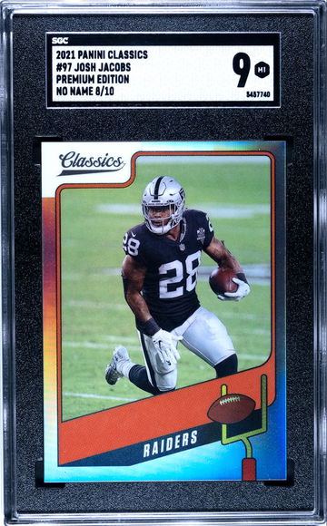 2021 Panini Classics Josh Jacobs Premium Edition No Name 8/10!