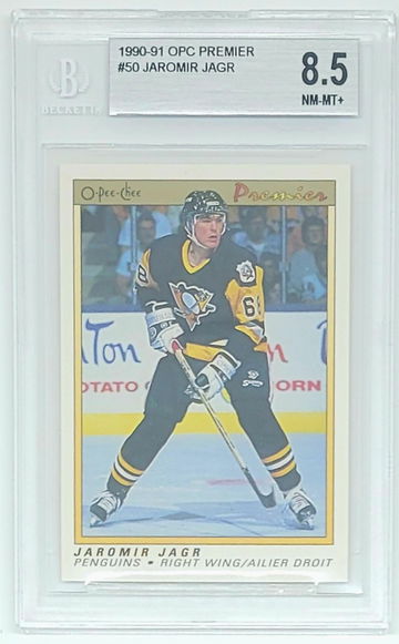 1990 OPC PREMIER JAROMIR JAGR SP RC #50 BGS 8.5 ROOKIE O-PEE-CHEE 9.5 CENTERING