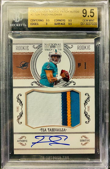 2020 National Treasures Tua Tagovailoa Crossover RPA 59/99 BGS 9.5 Gem Mint 
