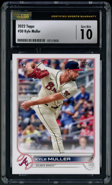 2022 Topps Series 1 Kyle Muller RC #30 CSG 10 Gem Mint - Atlanta Braves