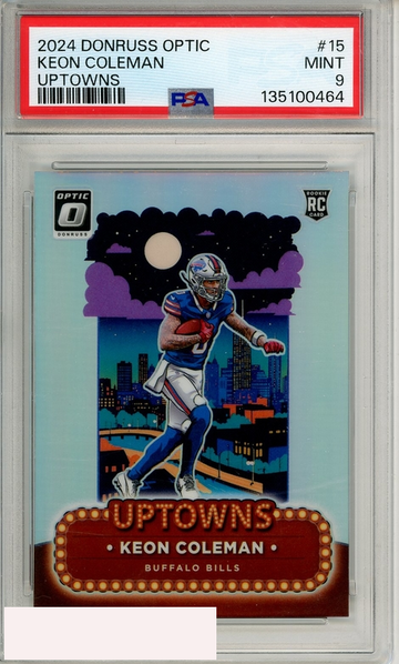 2024 PANINI DONRUSS OPTIC UPTOWNS KEON COLEMAN #15 PSA 9 MINT  RC