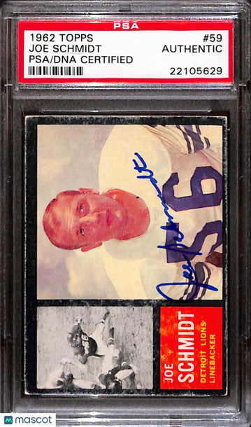 1962 Topps Joe Schmidt #59 [Base] Base Set PSA A