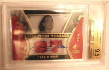 2007-08 SP ROOKIE THREADS GOLD ROOKIES #54 JOAKIM NOAH AUTO 19/50 BGS 9.5 GEM MINT