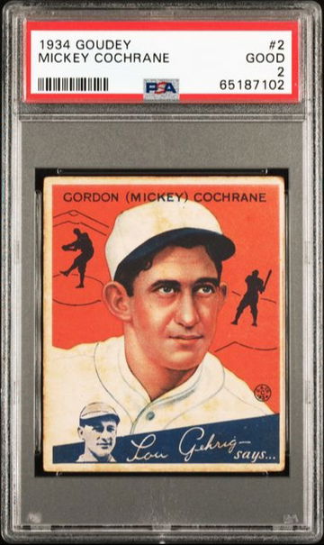1934 Goudey Mickey Cochrane #2 Psa 2 Vintage Baseball New Slab HOF