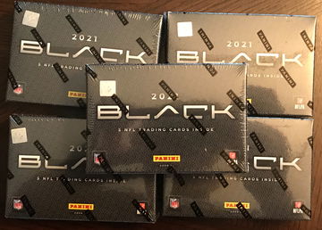 (5) 2021 Panini Black Football Hobby Box Lot