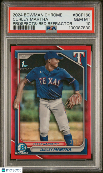 2024 Bowman Chrome Prospects Curley Martha #BCP168 Red Refractor /5 PSA 10