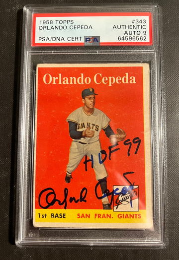 1958 Orlando Cepeda Rookie Card Signed Auto PSA 9 with Inscription