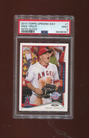 2014 Topps Opening Day #1 Mike Trout With Glove Variation SP PSA 9 MINT