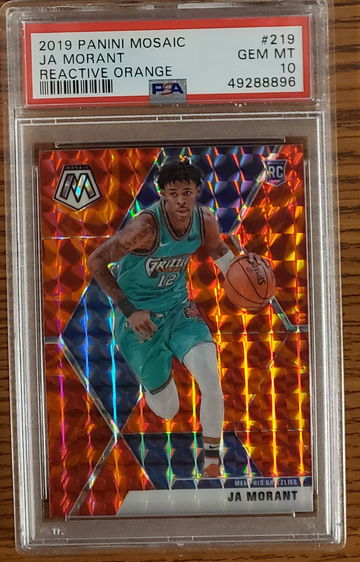 2019 panini mosaic reactive orange ja morant #219 psa 10