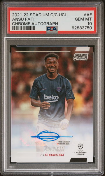 2021 Topps Stadium Club Chrome UEFA Champions League Chrome Autographs Ansu Fati #AF PSA 10