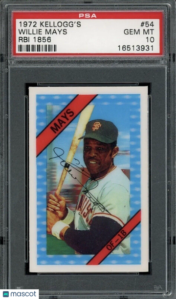 POP 23 PSA 10 Willie Mays 1972 Kellogg's 3D Limited Edition Vintage Promo RARE