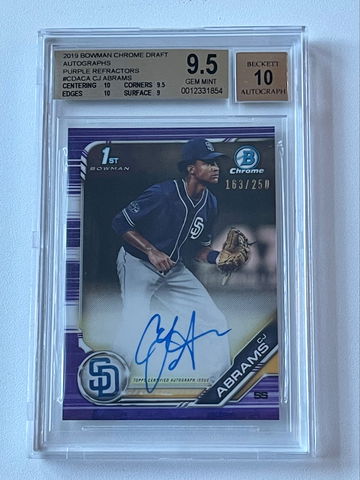 CJ Abrams 2019 Bowman Draft Chrome Auto Purple Refractor #/250 BGS 9.5/10