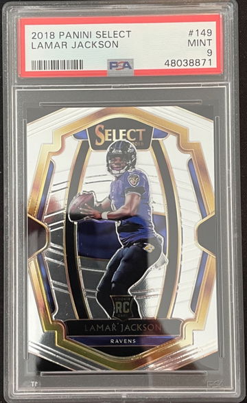 2018 panini select Lamar Jackson rc premier psa 9