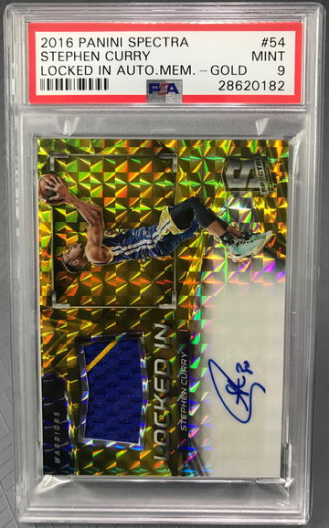 2016 panini spectra Stephen curry locked in auto patch jersey gold 8/10 psa 9 ship from HK