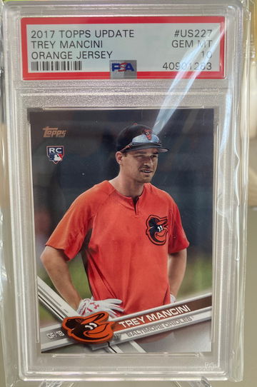 2017 Topps Update Trey Mancini Orange Jersey PSA 10