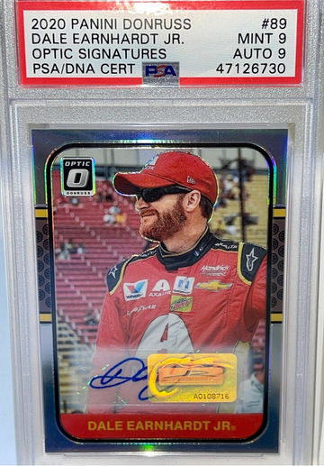 POP 1 ! AUTO #/99 OPTIC SIGNATURES Dale Earnhardt Jr. 2020 Panini Donruss #89 PSA 9