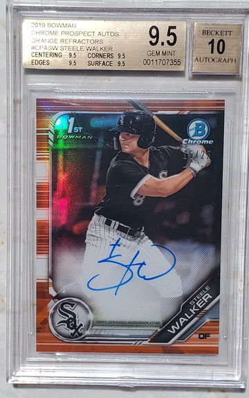Steele Walker 2019 Bowman Chrome Orange Refractor Auto #/25 BGS 9.5+
