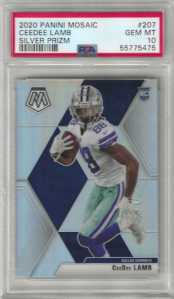 2020 Panini Mosaic Silver Prizm CeeDee Lamb RC #207 *PSA 10* Dallas Cowboys