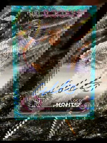 2024 Topps Chrome COCO MONTES RC AUTO AQUA WAVE REFRACTOR #/199 Colorado Rockies